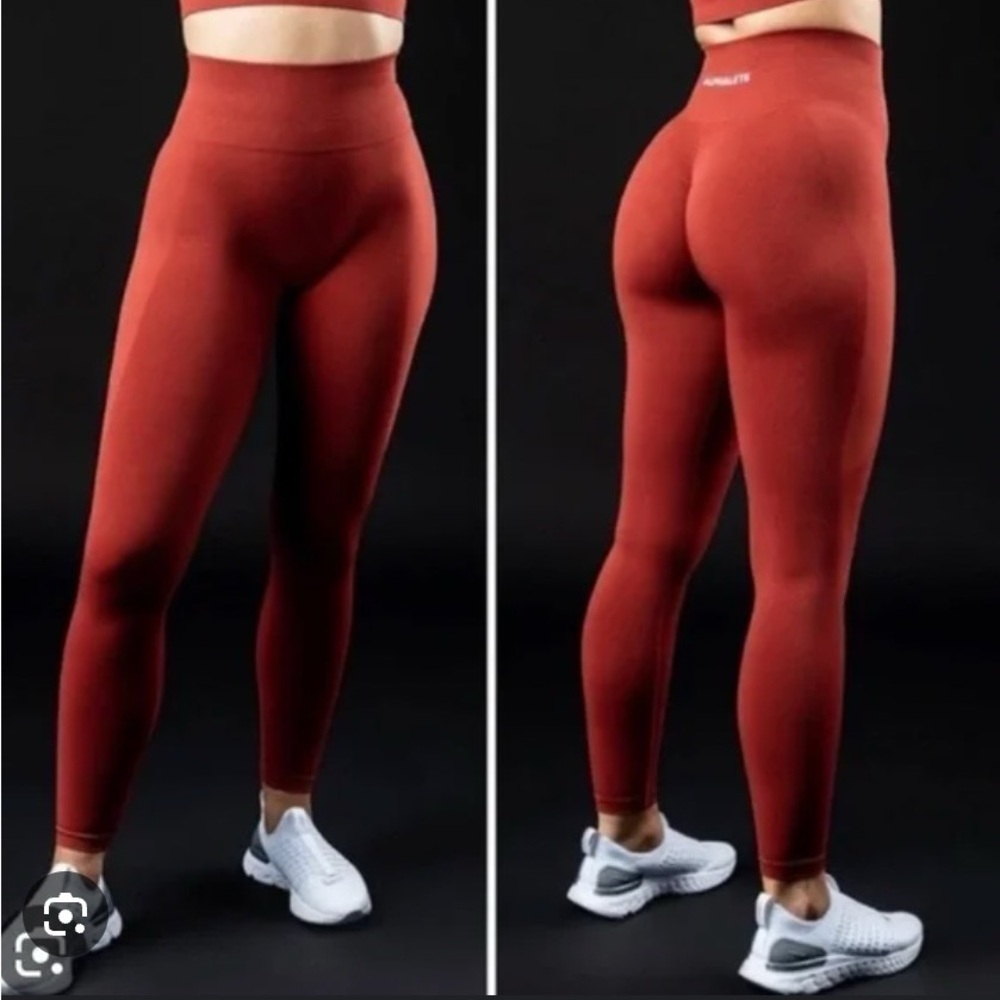 Alphalete High-Waisted Rust Leggings FIRESIDE